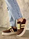 Brązowe sneakersy na grubej platformie