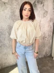 Bluzka bawełniana oversize beżowa