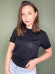 Dopasowana bluzka z wiskozy, okrągły dekolt, elastyczne ściągacze
